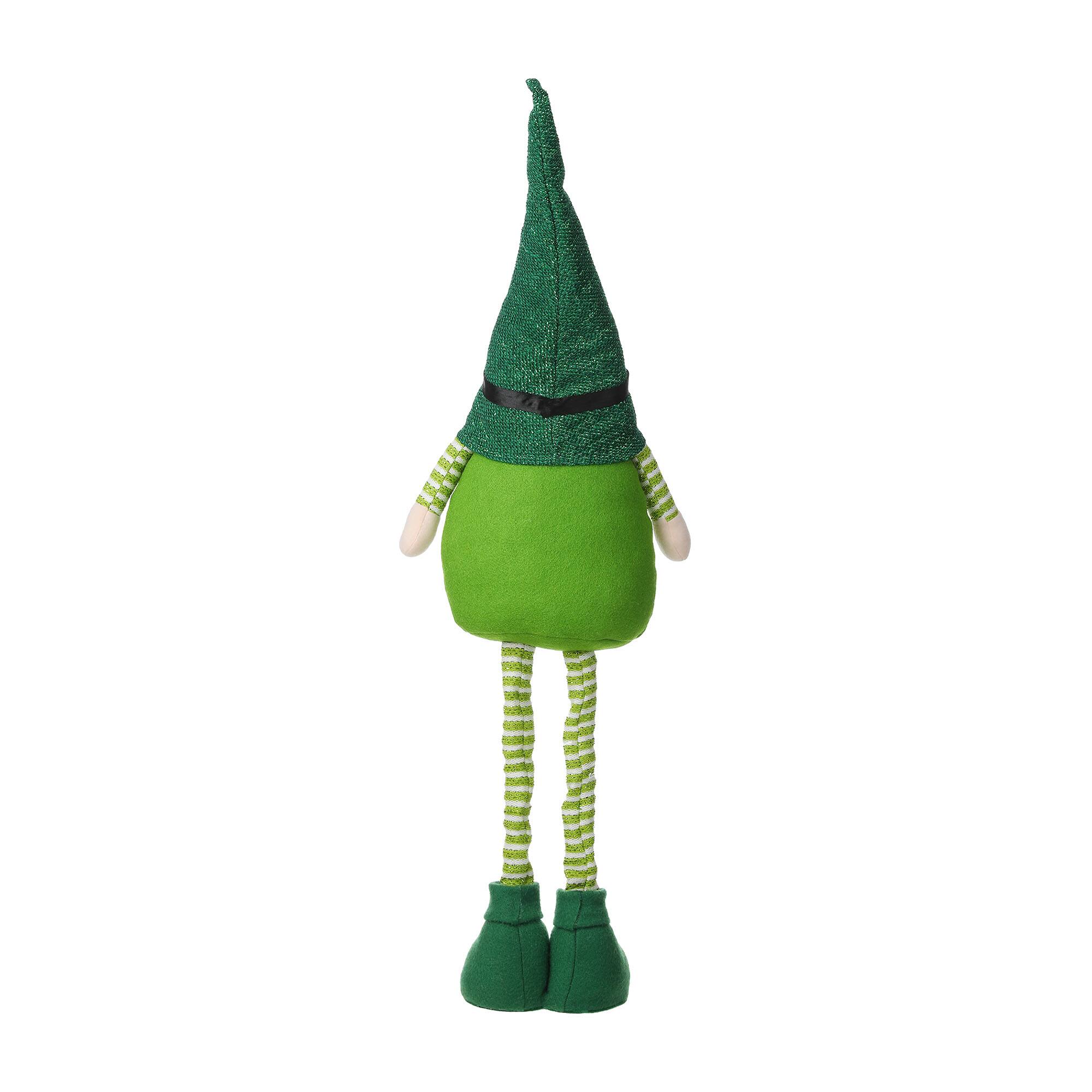 Glitzhome® 40" St. Patrick's Telescoped Fabric Standing Gnome Décor